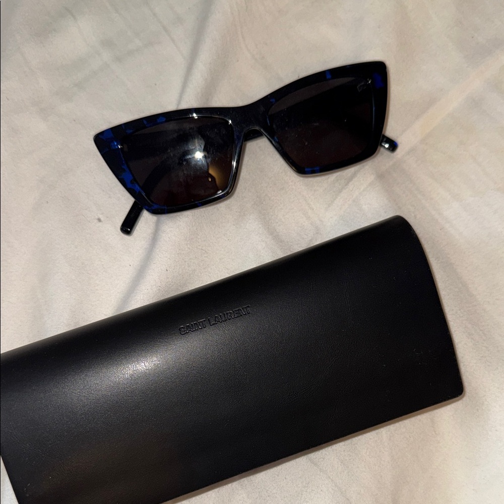 Saint Laurent Black and Blue Cat-Eye Sunglasses